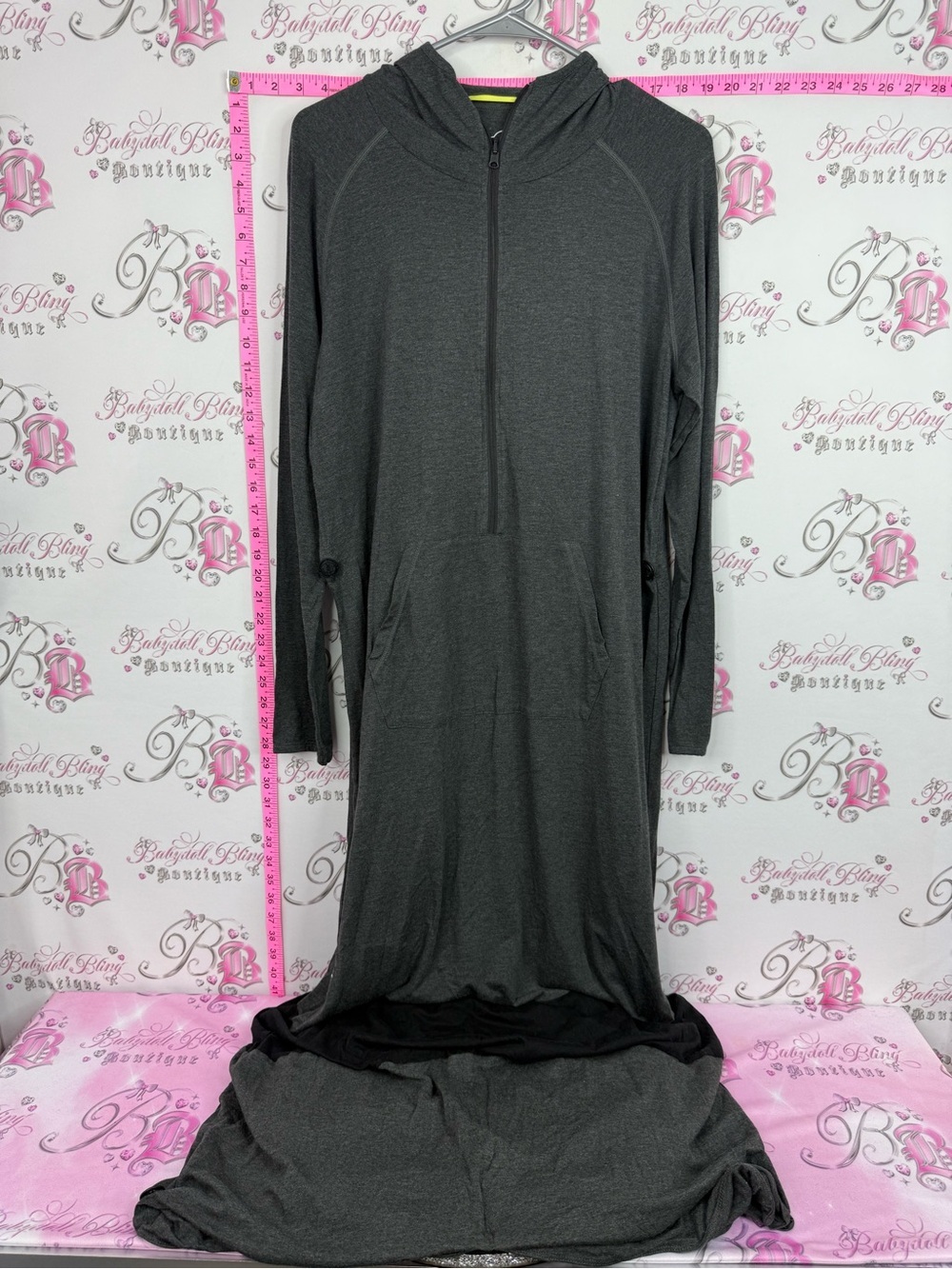 UNIGHTIE bamboo onsie Cozy Hooded Long Sleep Gown - Dark Gray dress